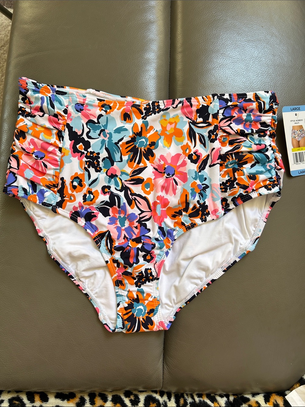 NWT Anne Cole Floral High-Waist Swim Bottoms L